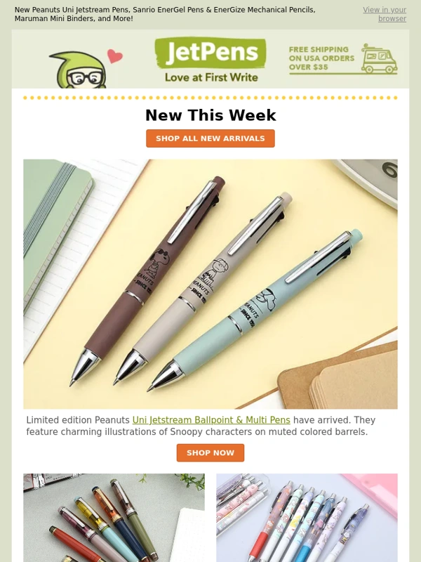 Jet pens - New Peanuts Uni Jetstream Pens,Sanrio Pentel EnerGel Pens & EnerGize Mechanical Pencils,Maruman Mini Binders,and More!