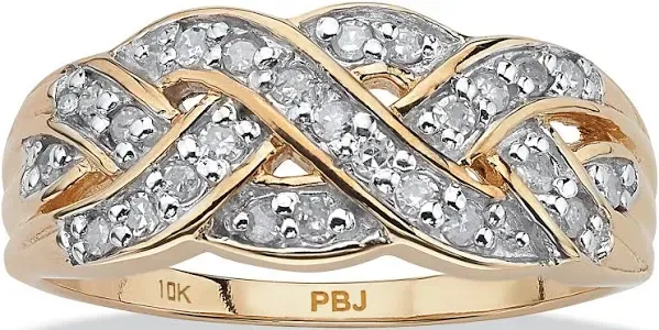 PalmBeach Jewelry 1/4 TCW Round Diamond Braid Ring in 10K Yellow Gold