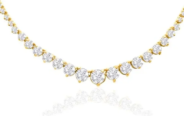 14K Yellow Gold 4 Carat Natural Diamond Tennis Necklace