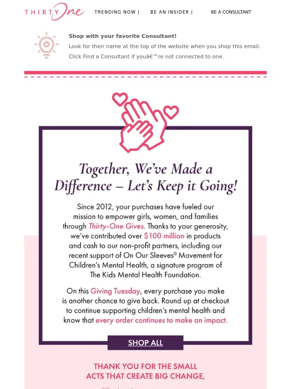 Thirty-One - Shop with Heart This Giving Tuesday