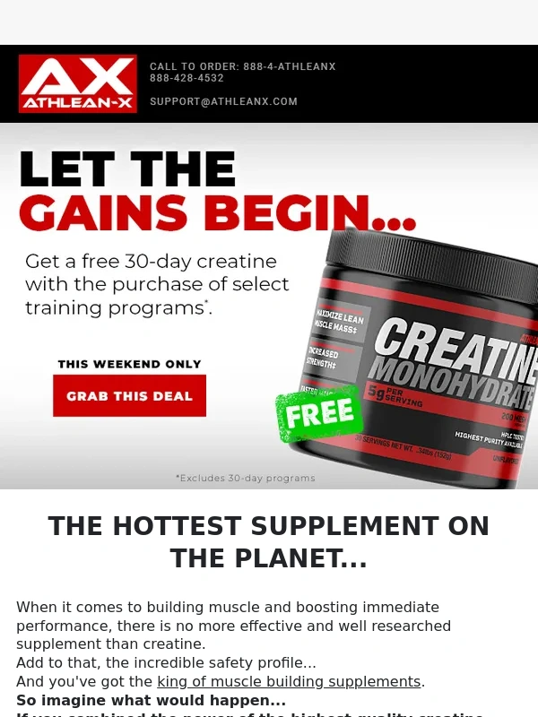 ATHLEAN X - Unlock Your Free 30-Day Creatine! (LIMITED TIME DEAL)