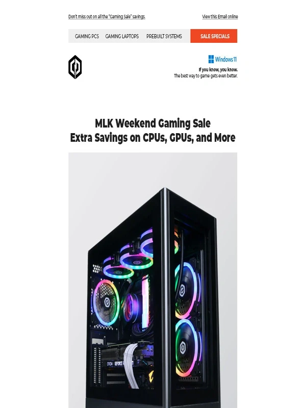 CyberpowerPC - ✔ MLK Gaming Deals Are Here – Extra Savings and Free Shipping