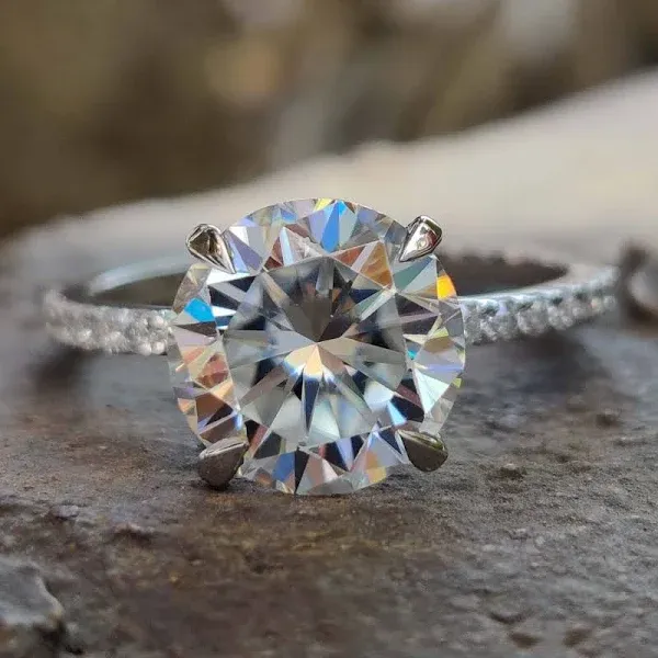 2.36 TCW Round Brilliant Cut Pave Set Moissanite Engagement Ring