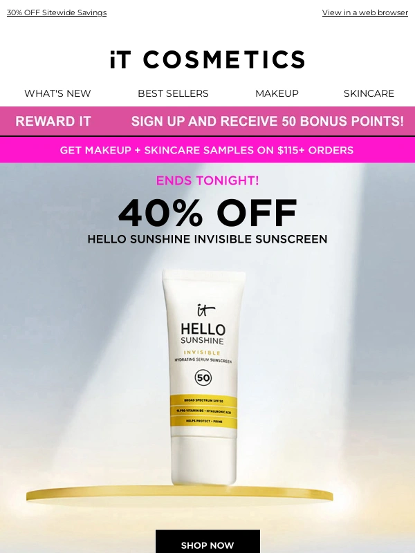 It Cosmetics - Ends Soon! 40% OFF Hello Sunshine