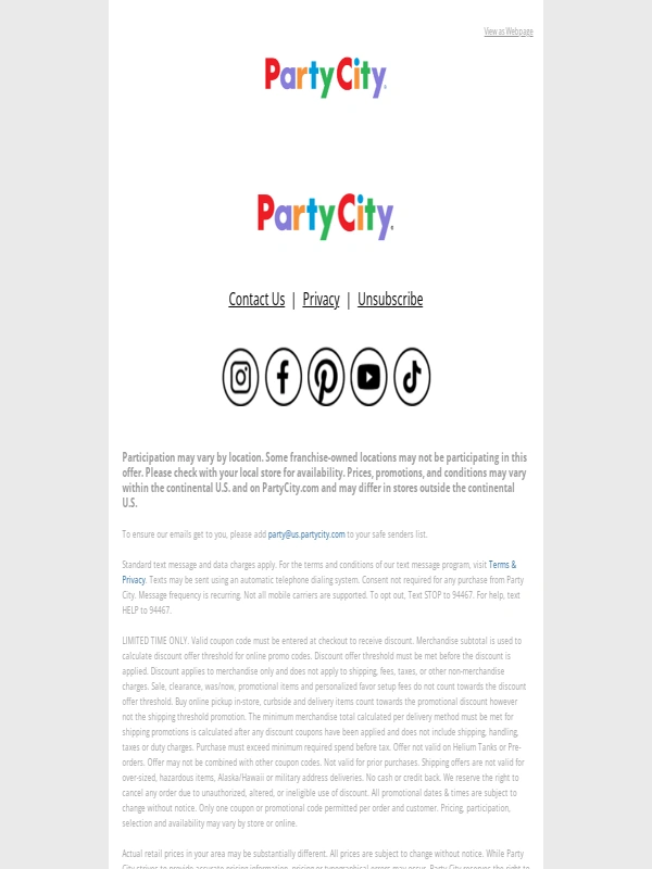 Party City - ? Storewide Savings of 60-80% off! ?