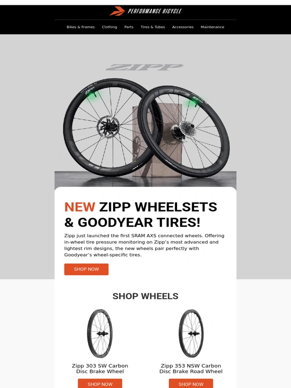 Performance Bike - New ZIPP Wheelsets & Goodyear Tires!