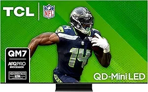 TCL 55-Inch QM7 QLED 4K Smart QD-Mini LED TV with Google TV (55QM751G, 2024 Model) Dolby Vision IQ, Dolby Atmos, HDR, Game Accelerator up to 120Hz, Voice Remote, Works with Alexa, Streaming Television