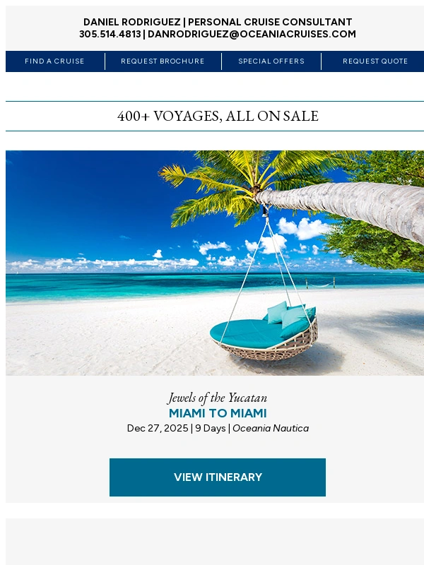 Oceania Cruises - Memorial Day Sale: All Voyages Through 2027 with up to 30% Off + Amenities
