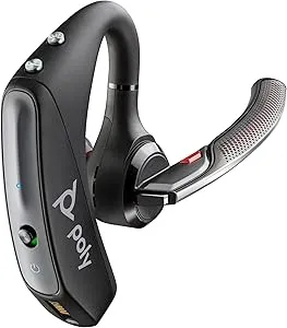 Poly Voyager 5200 Wireless Headset (Plantronics) - Single-Ear Bluetooth Headset w/Noise-Canceling Mic - Ergonomic Design - Voice Controls - Lightweight - Connect to Mobile/Tablet via Bluetooth
