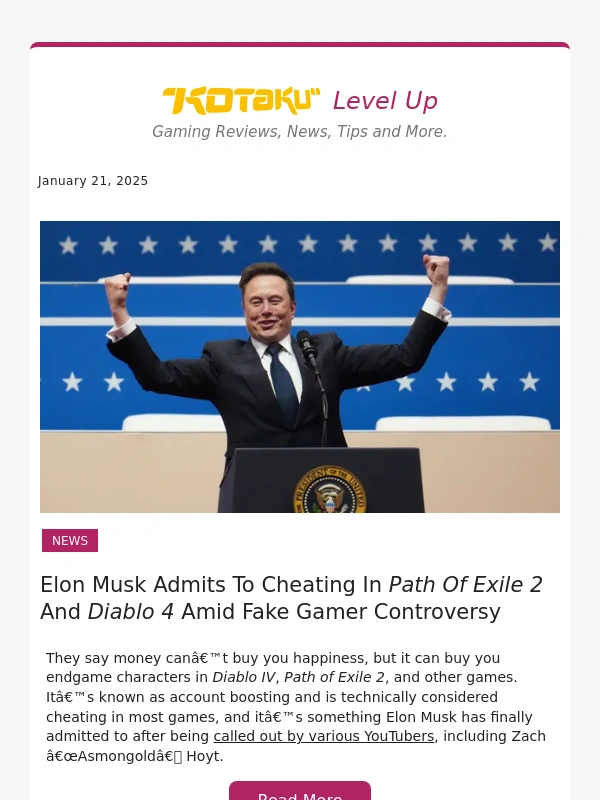 Kotaku - Elon Musk Admits To Cheating In Path Of Exile 2 And Diablo 4 Amid Fake Gamer Controversy