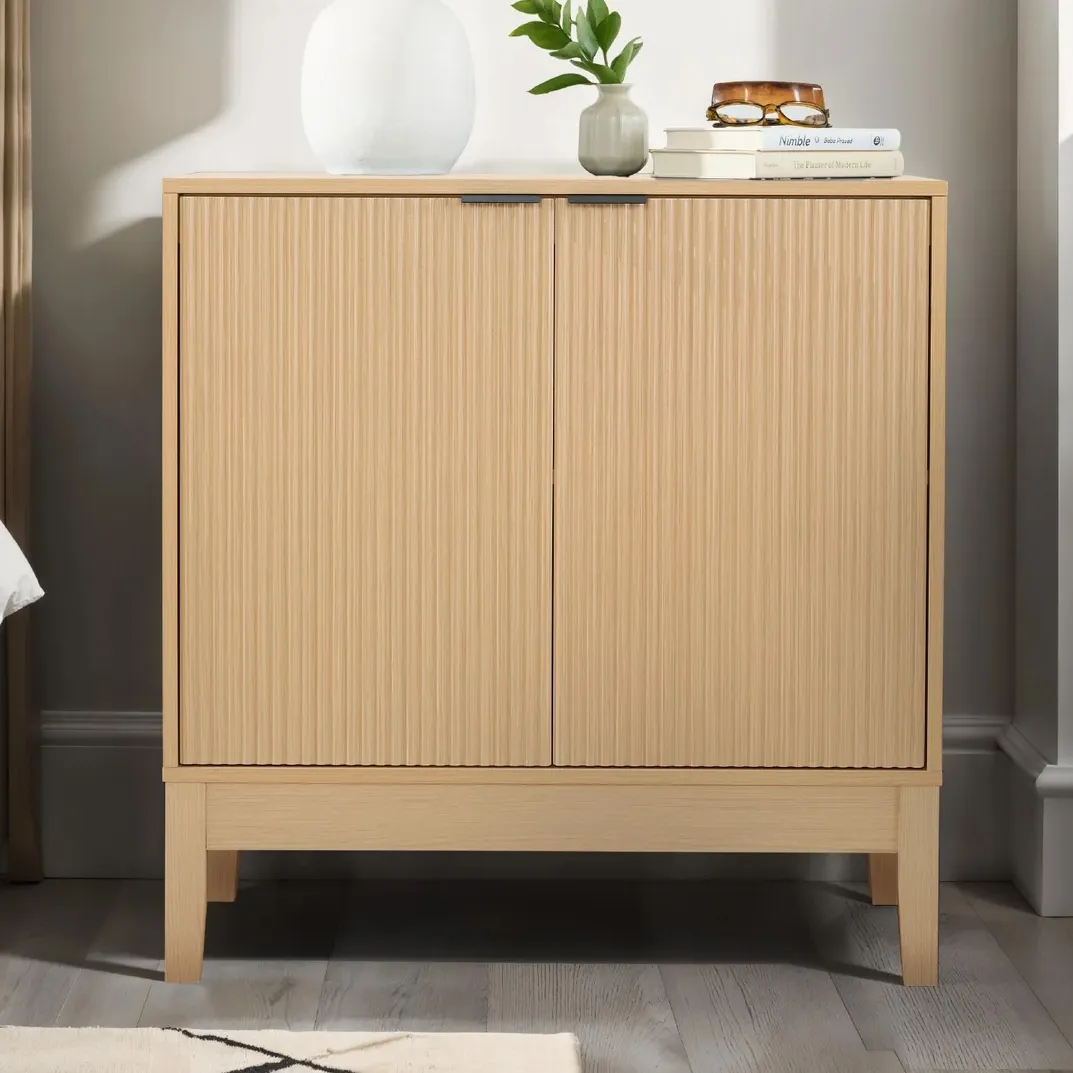 2-Door Reeded Storage Cabinet