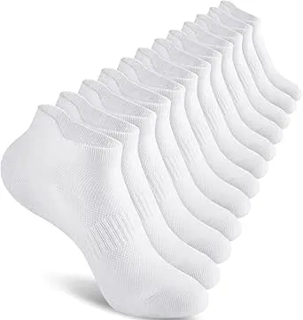 Walifrey Ankle Socks for Women, 6 Pairs Low Cut Athletic Socks for Women Running （White 6-8