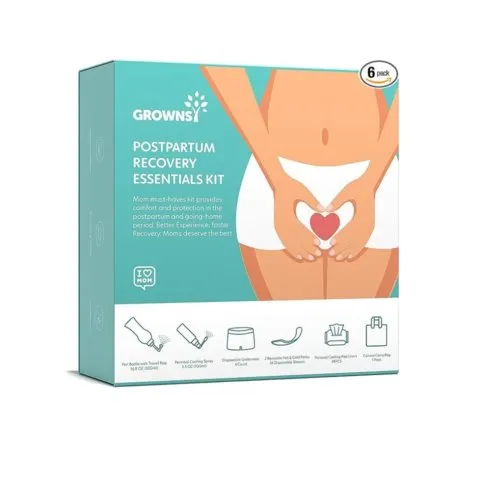 Postpartum Essentials Recovery Kit for Labor & Delivery | Postpartum Kit for Women | Includes Upside Down Peri Bottle, Perineal Spray, Cooling Pad Liners, Ice Packs & Disposable Underwear