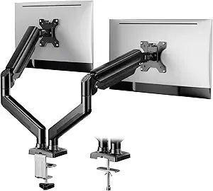 ErGear Dual Monitor Stand up to 32 inches Screen, Load-Bearing Max 22 lbs Each Arm, Adjustable Dual Monitor Mount, Sturdy Steel vesa Monitor Mount with Stable VESA 75x75 100x100mm