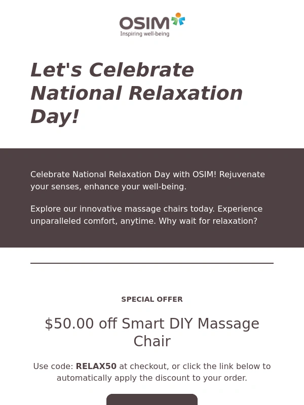 OSIM - Limited Time Only: Don't Miss Out on National Relaxation Day Deals!