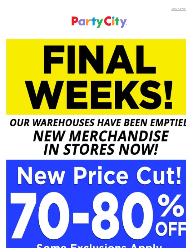 Party City - Price Drop – now 70-80% off!