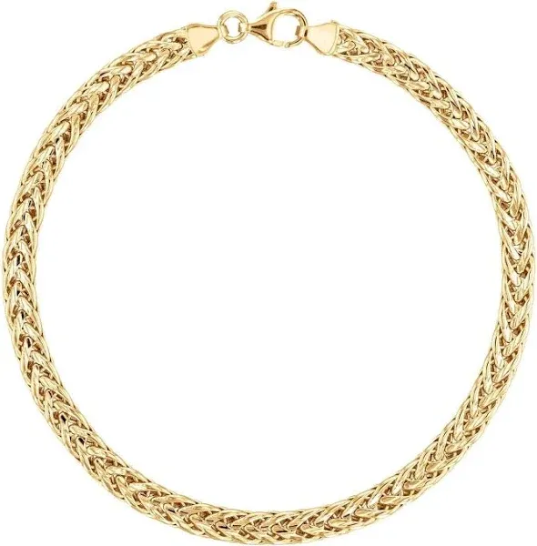 Reeds Yellow Gold Flat Wheat Chain Bracelet, 7.5 Inches