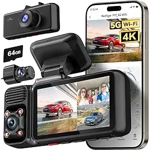 REDTIGER F17 4K 3 Channel Dash Cam (4K Front + FHD Cabin & Rear)