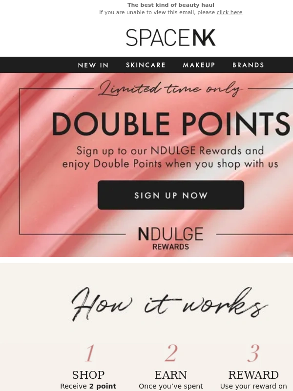 Space NK - Ends soon! Double points when you shop today