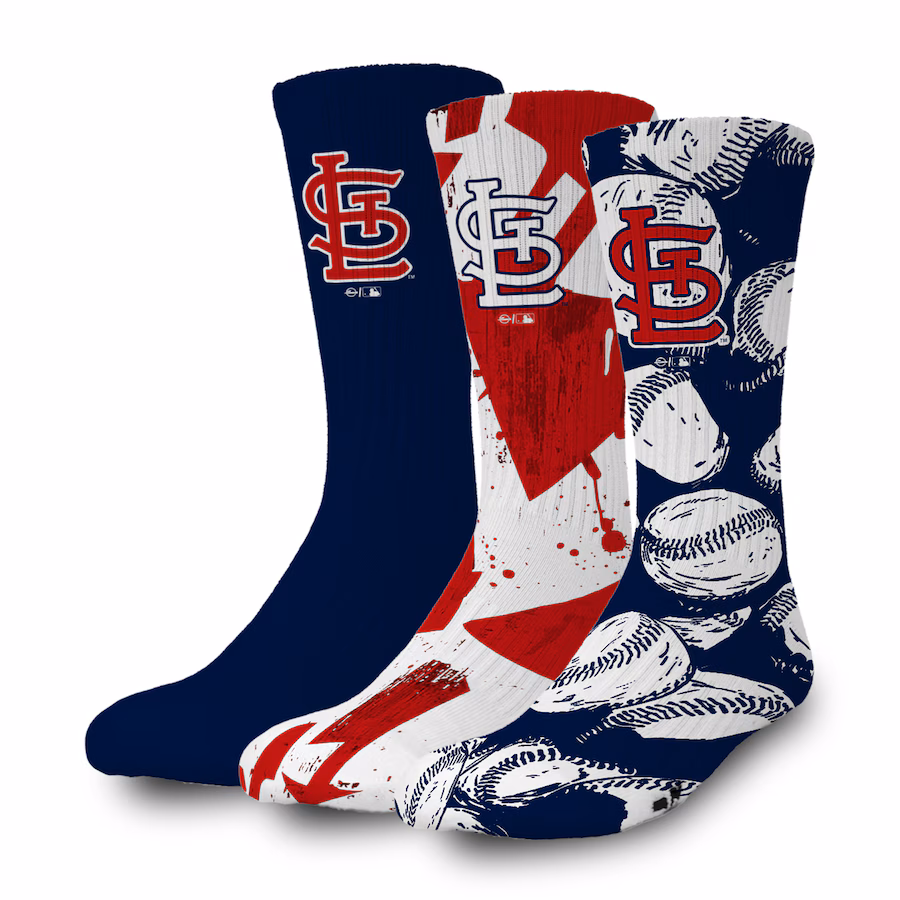 St. Louis Cardinals ISlide Three-Pack Lifestyle Crew Socks Set