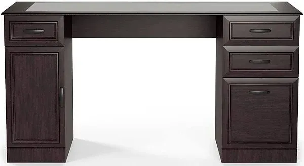 Staples Kendall Park Double Pedestal Desk Cherry 52105
