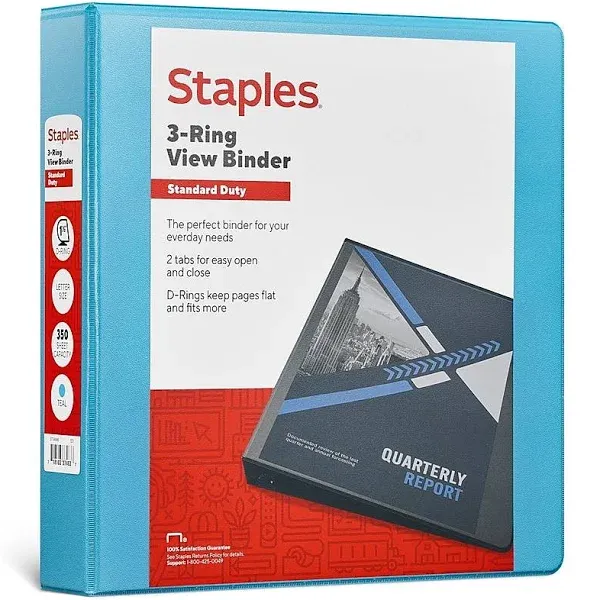 Staples Standard 3-Ring View Binder