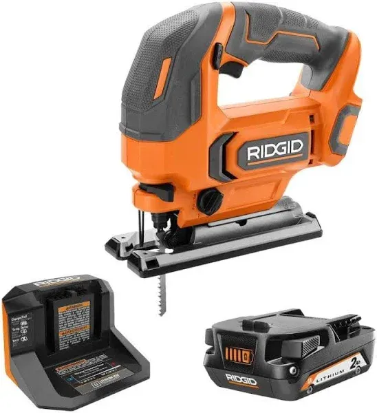 Ridgid 18V Cordless Jig Saw Kit with 2.0 Ah Lithium-Ion Battery and Charger
