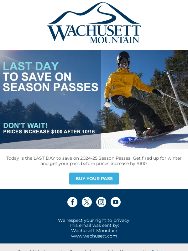 Wachusett Mountain - LAST CALL to Save on Season Passes! ❄️