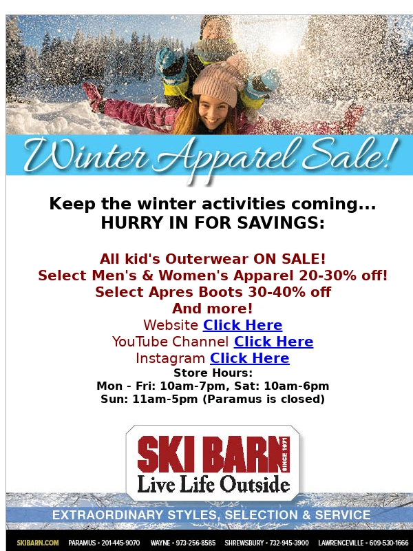 Ski Barn - Winter Apparel Sale!