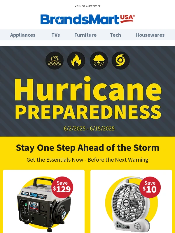 BrandsMart USA - ⏳ Don’t Wait—Get Your Hurricane Supplies Today!