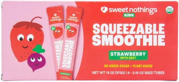 Sweet Nothings Organic Strawberry with Beet Kids Squeezable Smoothie