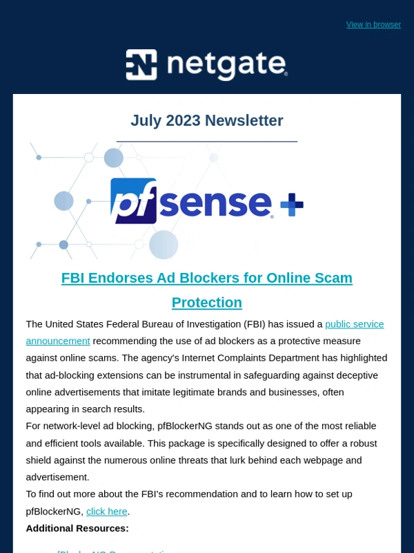 Netgate - Netgate Newsletter - July 2023