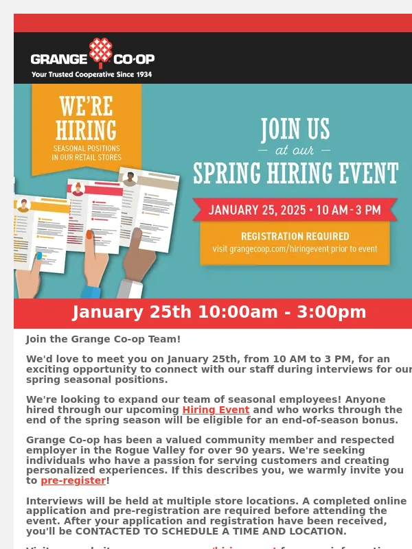 Grange Co-op - ?Join our January Hiring Event!