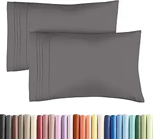 King Pillow Cases Set of 2 - Ultra Soft Hotel Quality Pillowcase Covers - Luxury Comfy Bedding for Women, Men, Kids and Teens - Machine Washable Pillow Protectors - 2 Pieces Set - King Size Dark Grey