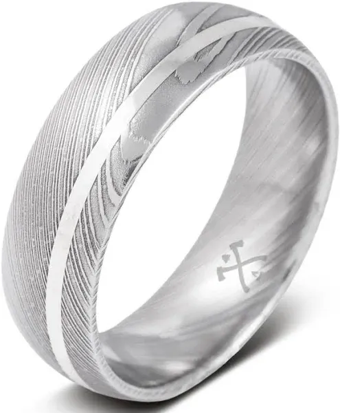 Damascus Men's Domed Wedding Band