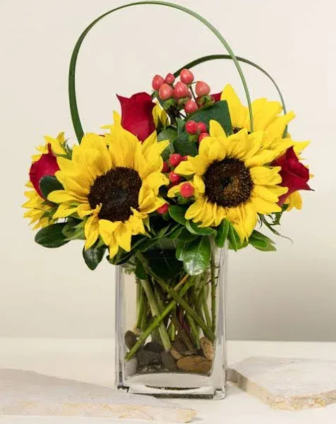 French Florist Sunflower & Roses Cube