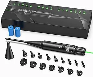 EZshoot Bore Sight Kit for .17 to 12GA Rifles Pistols Green or Red Laser Sight Boresighter with Big Button Switch