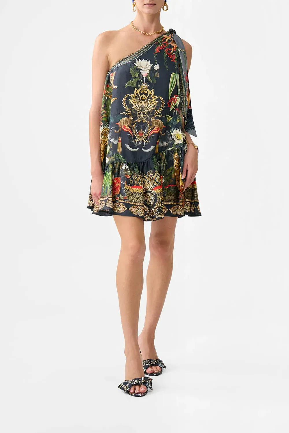 Tie One Shoulder Short Dress