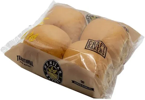 Henllan Bakery White Baps 4 Pack