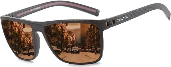 ZENOTTIC Polarized Sunglasses for Men Lightweight TR90 Frame UV400 Protection Square Sun Glasses