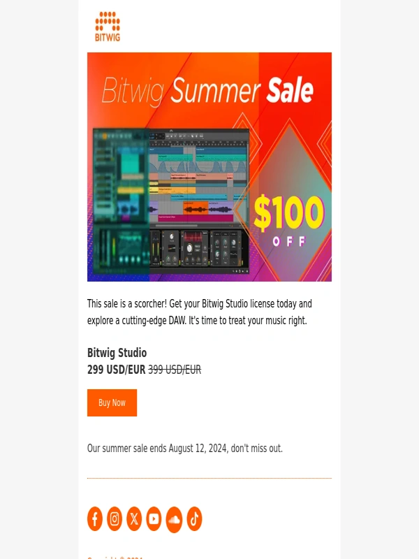 Bitwig - The summer heat is on! Save $100 on Bitwig Studio