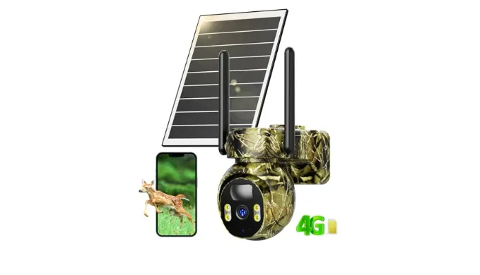 LIWAN 4G LTE Cellular Trail Camera, Game Camera Built-in SIM Card with Solar Panel, 360° View Live, 2K Color Night Vision, Motion Activated, Remote Phone Access, No Wi-Fi, Unlimited Data Plan