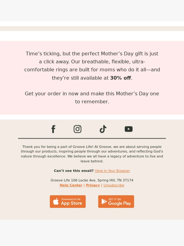 Groove Life - Mother’s Day is Almost Here!