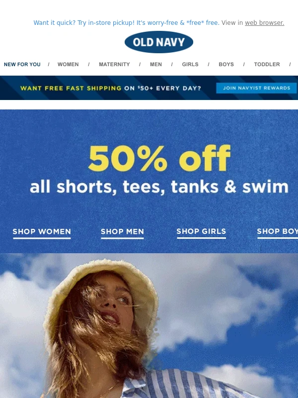 Old Navy - ☀️ Summer Haul Alert ☀️ 50% off all shorts,tees,tanks and MORE