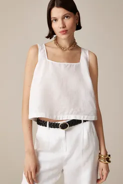 J.Crew Linen Squareneck Button-Back Top