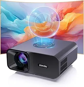 ZOAYBU Upgraded Bluetooth Projector with Screen, Native 1080P Electric Focus Portable Projector for Home, Movie Projector Compatible with HDMI/USB/PC/TV Stick/Game Console/Phone, Indoor & Outdoor Use