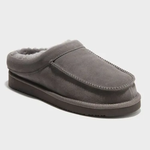 Dluxe By Dearfoams Mens Suede Shearling Slip On Slippers Clog Indoor/Outdoor