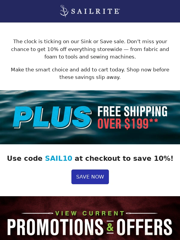 Sailrite - Time’s running out … will you SINK or SAVE?!
