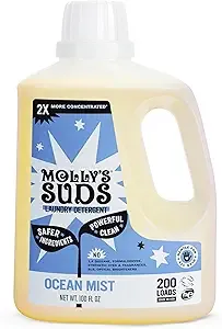 Molly's Suds - Liquid Laundry Detergent, 2x Concentrated, High Efficiency (HE), Ocean Mist, 200 Loads