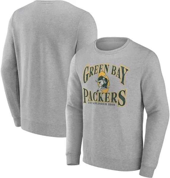Men's Fanatics Heathered Charcoal Green Bay Packers Playability Pullover Sweatshirt